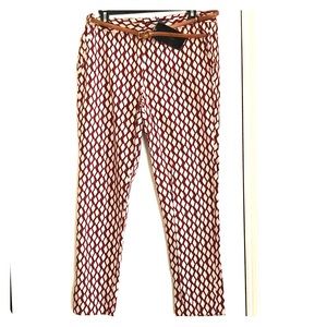 ZARA Print Chino Straight Leg Pants Size:8